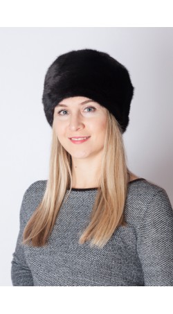 Black mink fur hat